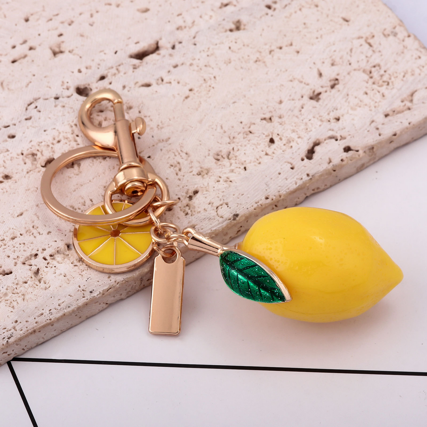 Resin imitation fruit lemon keychain