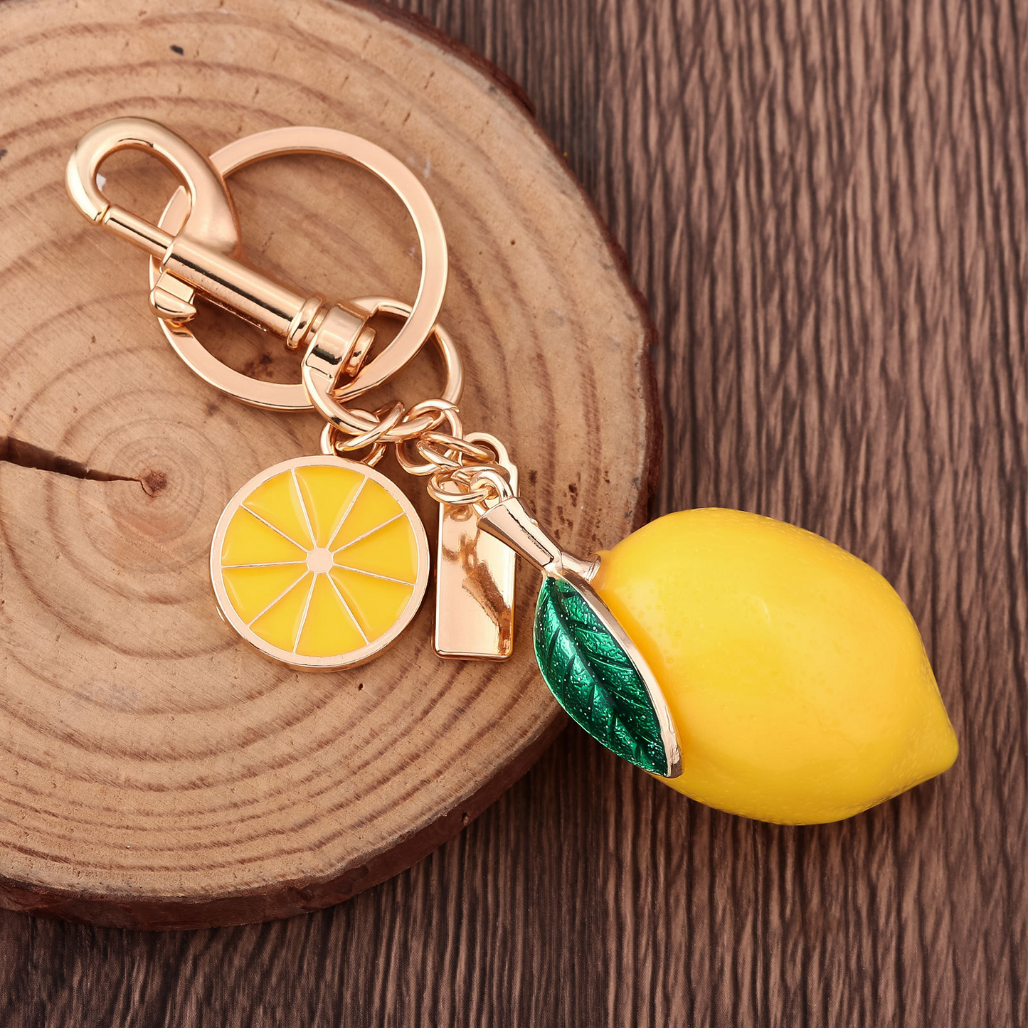 Resin imitation fruit lemon keychain