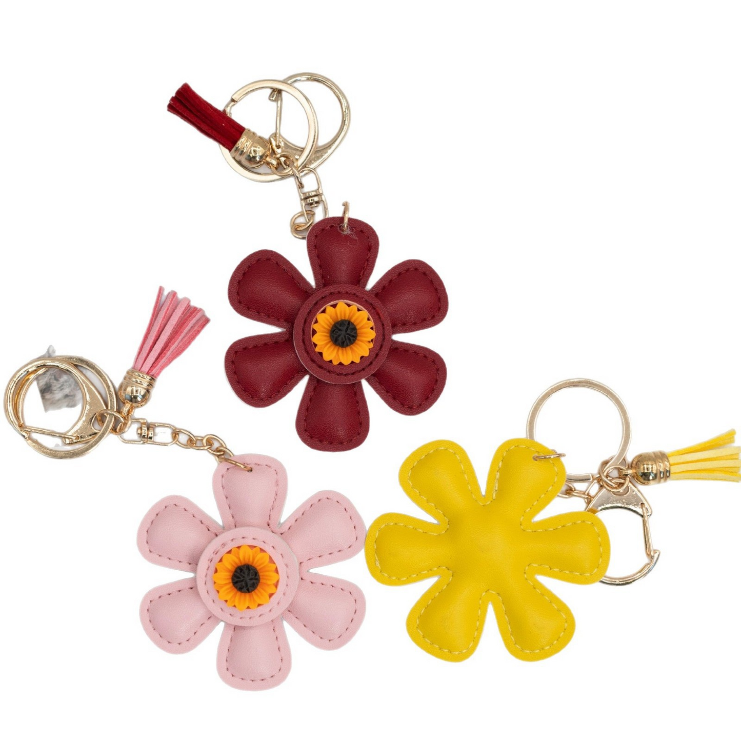 Sunflower-leather keychain