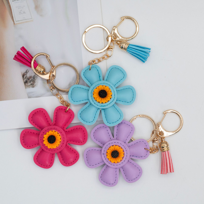 Sunflower-leather keychain