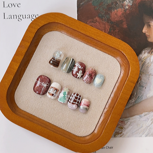 Christmas tree-patterned handmade nail art set