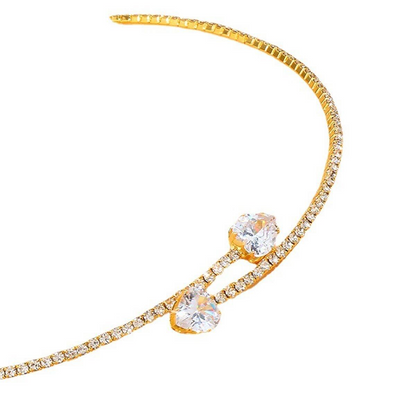 Luxury full diamond geometric zircon necklace choker, fashionable, exquisite and simple neck chain for women.