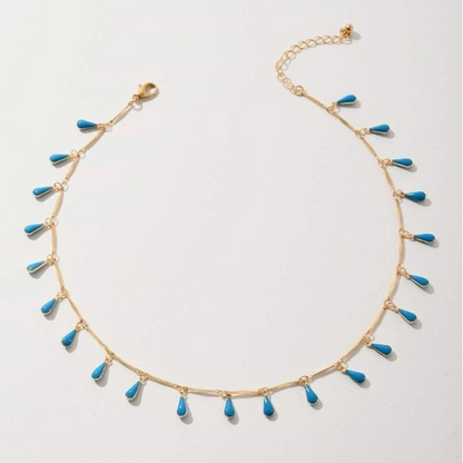 Simple, trendy, versatile, bohemian style, droplet pendant, clavicle chain, short necklace.