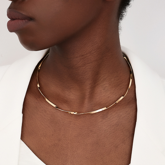 Minimalist, minimalist, and cool-style metal braided necklace/choker for everyday wear - trendy and cool.