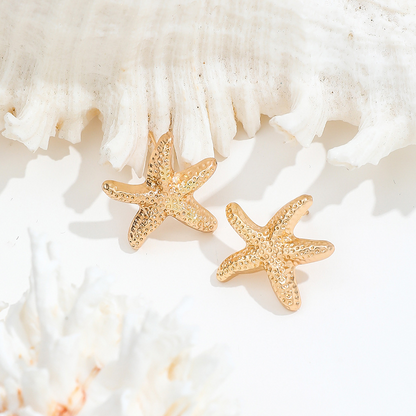 Starfish earrings, exaggerated and fashionable, featuring a simple starfish element, perfect for women.