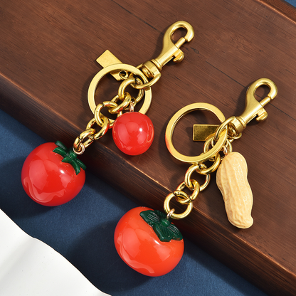 Persimmon and peanut-shaped bag hangkeys