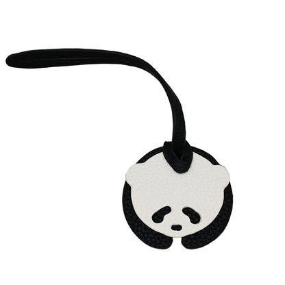 Panda and lychee-patterned leather bag pendant