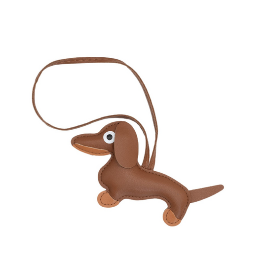 Sausage-shaped dog pendant, leather accessory for cute puppies, suitable for bag hanging decorations