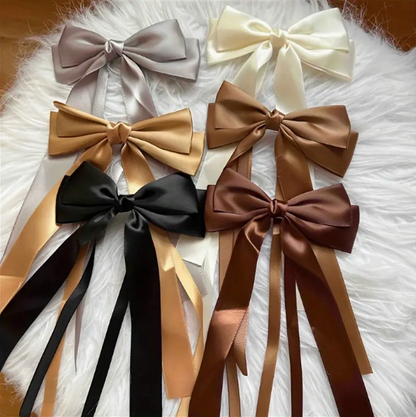 New satin ribbon bow hair clip, popular European and  style, simple hair clip, trendy sweet girl hair accessory