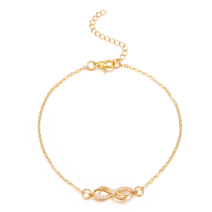 Retro, infinity-shaped, 8-character ring buckle ankle chain