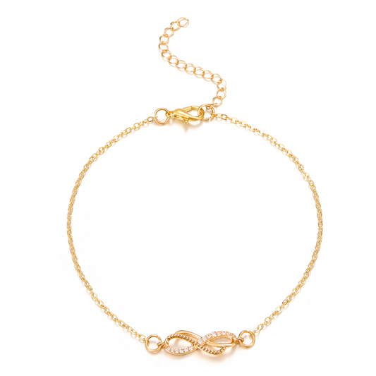Retro, infinity-shaped, 8-character ring buckle ankle chain