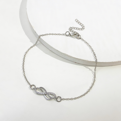 Retro, infinity-shaped, 8-character ring buckle ankle chain