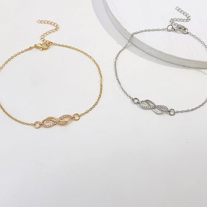 Retro, infinity-shaped, 8-character ring buckle ankle chain