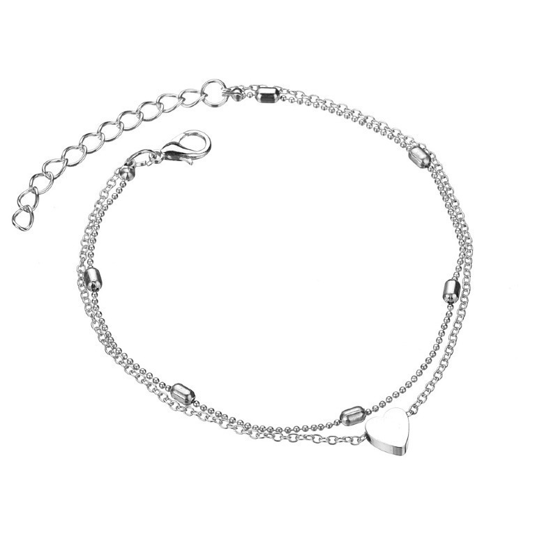 Beaded chain, multi-layered heart-shaped alloy design – a feminine beach shoe accessory