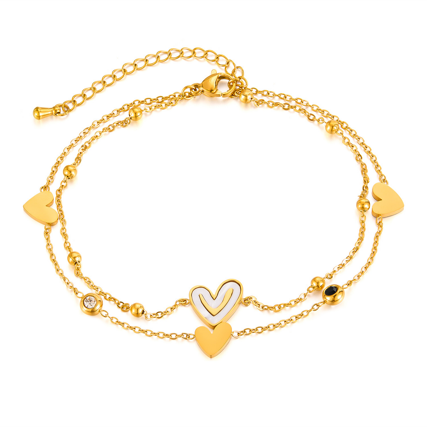 Mother oyster smile heart-shaped ankle bracelet