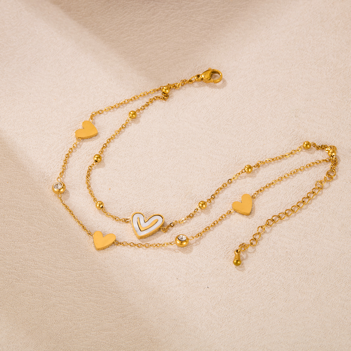 Mother oyster smile heart-shaped ankle bracelet