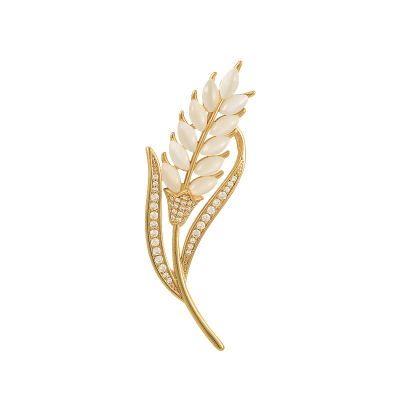 Bustflower silk scarf clasp, wheat ear brooch for women