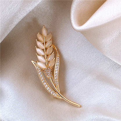 Bustflower silk scarf clasp, wheat ear brooch for women