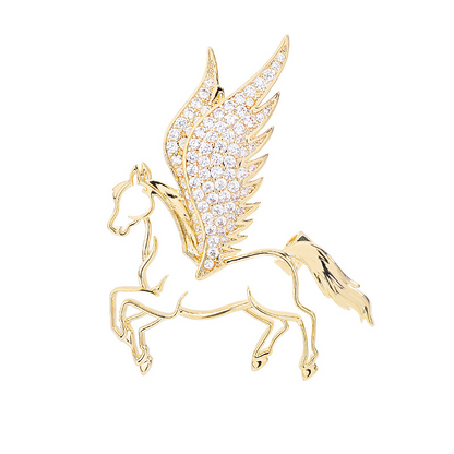 A simple Pegasus brooch, featuring delicate zirconia inlaid hollow designs.