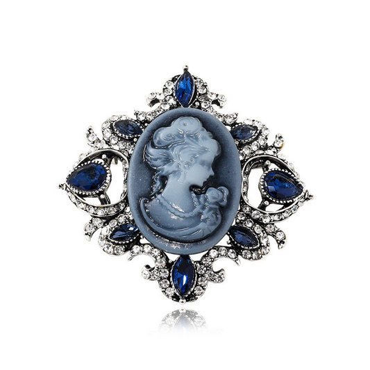 Beautiful woman head-shaped brooch – High-quality crystal brooch with embossed design