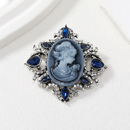 Beautiful woman head-shaped brooch – High-quality crystal brooch with embossed design