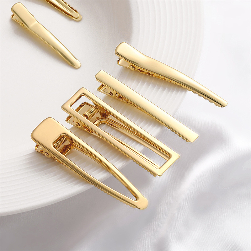 Color-preserving electroplated gold teardrop hollowed-out bobby pin square clip duckbill clip DIY hair clip edge clip head ornament