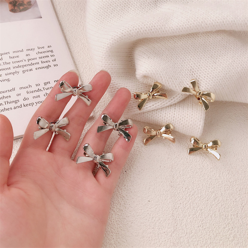 Metal bow hair clip, sweet and cool girl small bangs clip, hair clip, hair clip, duckbill clip hair accessory