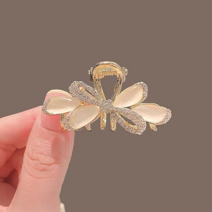 Cat's eye stone bow hair clip, small hair clip for forehead bangs, hair ornament, half-up hair clip, high-end hair accessory