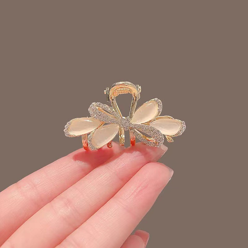 Cat's eye stone bow hair clip, small hair clip for forehead bangs, hair ornament, half-up hair clip, high-end hair accessory