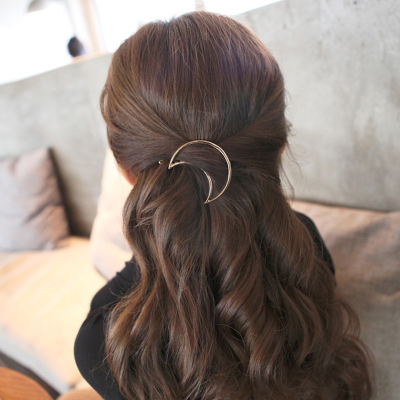 Triangular, moon, round, star, metal hair clips, European and  style side clips, ponytail clips, alloy hairpins for women