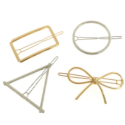 Triangular, moon, round, star, metal hair clips, European and  style side clips, ponytail clips, alloy hairpins for women