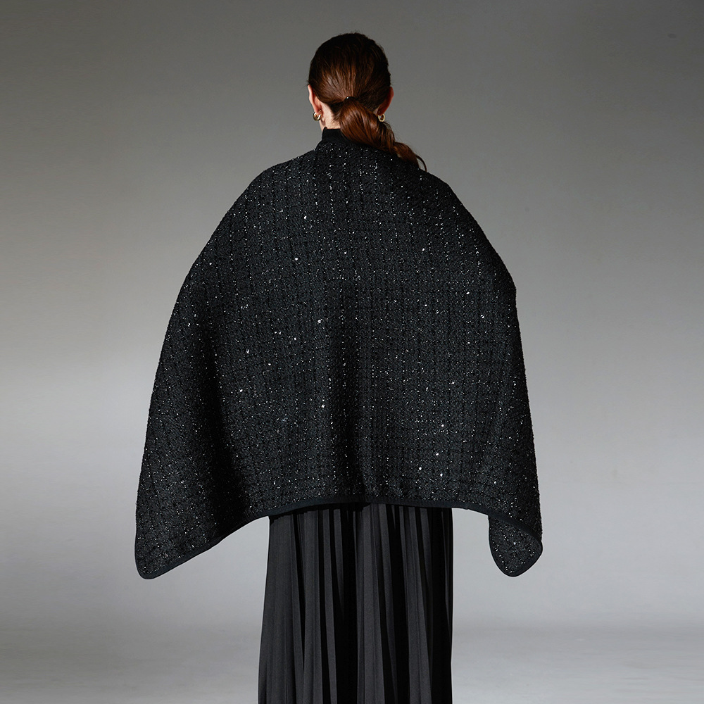 Black sequined wool shawl