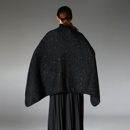 Black sequined wool shawl