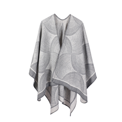 Large jacquard geometric wool shawl, imitation cashmere