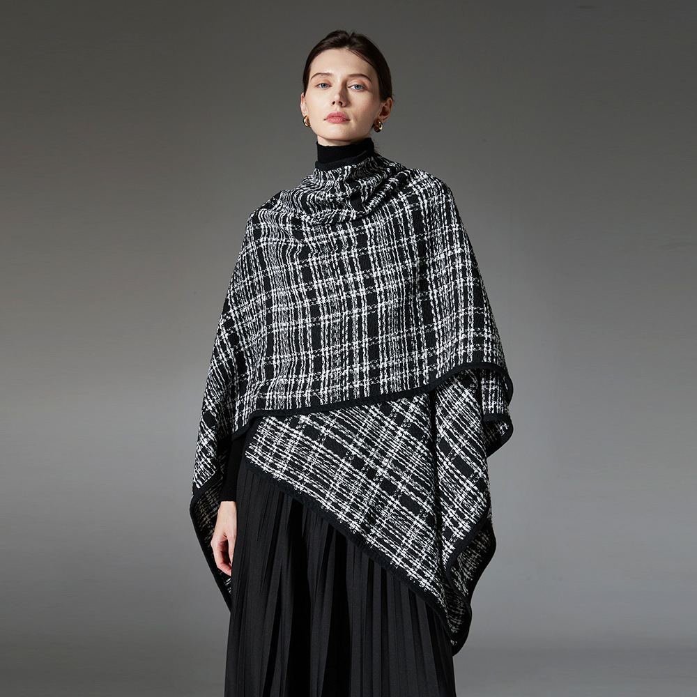 Black and white shawl in a delicate, fragrant style