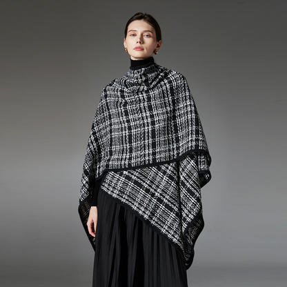 Black and white shawl in a delicate, fragrant style