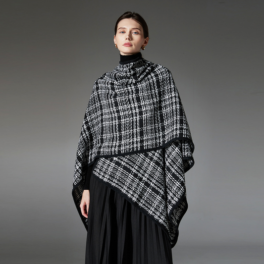 Black and white shawl in a delicate, fragrant style
