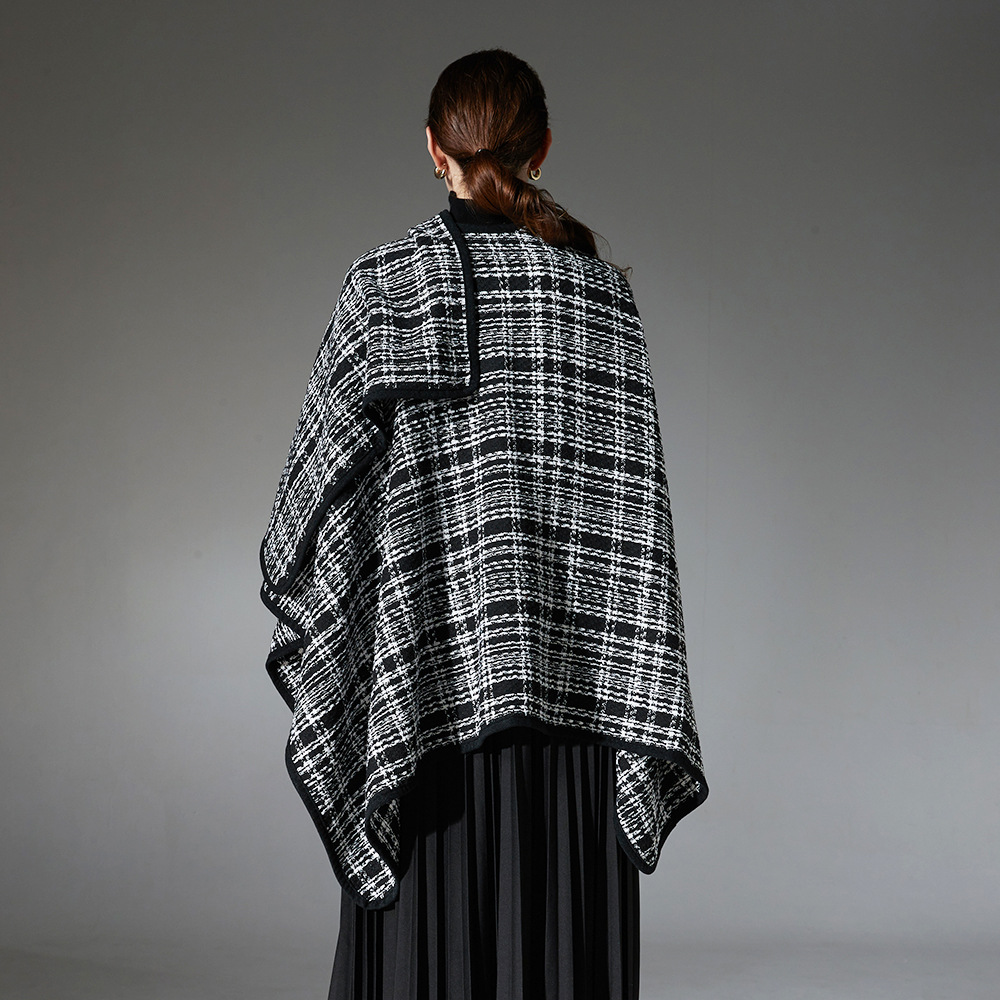 Black and white shawl in a delicate, fragrant style