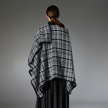 Black and white shawl in a delicate, fragrant style