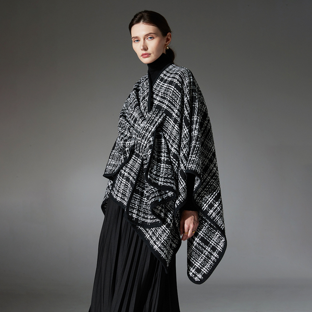 Black and white shawl in a delicate, fragrant style