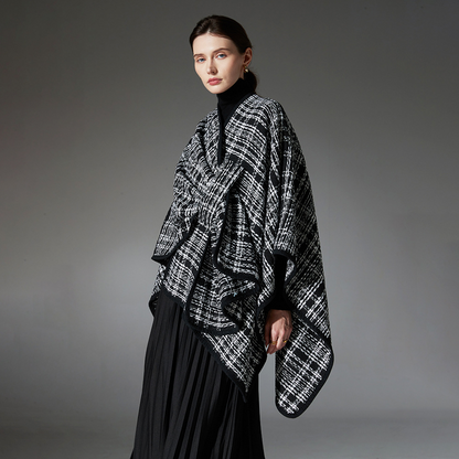 Black and white shawl in a delicate, fragrant style