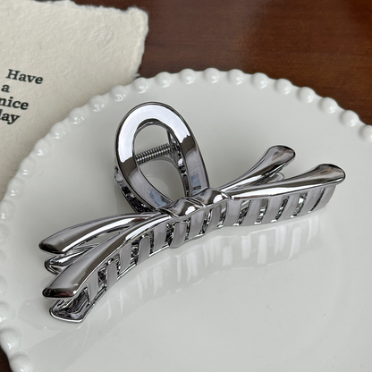 High-end metallic silver resin hair clip, large size, updo hair clip, versatile ponytail clip