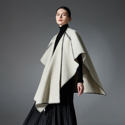 Double-sided, lock-stitched, solid-color shawl