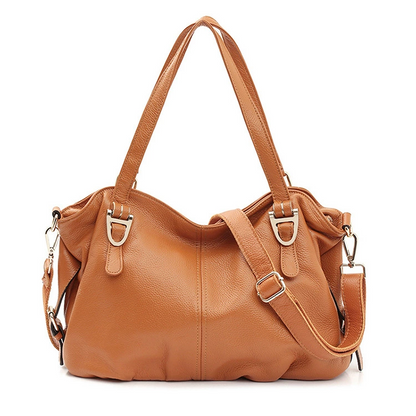 High-quality leather handbag with top-layer cowhide, stylish and fashionable, large capacity, designed for slinging over one shoulder.